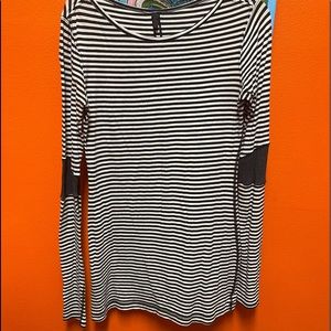 Lulu lemon black and white stripe with gray band on sleeve. Size 8